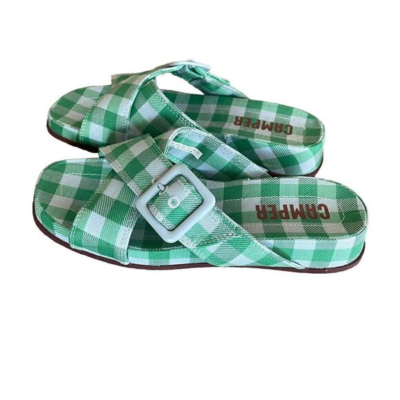 CAMPER Atonic Women's Size EU 36/US 5-6 Green Blue Cross-Strap Flat Slide Sandal - Picture 5 of 7